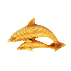 Carved Wood-effect Dolphin & Calf Magnet