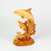 Carved Wood-effect Coral and Dolphins, natural, 17cm