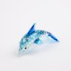 Miniature Glass Dolphin, blue/black, 8cm