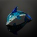 Miniature Glass Dolphin, blue/black, 8cm