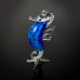 Miniature Glass Seahorse, blue/clear, 8cm