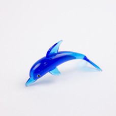 Miniature Glass Dolphin, blue, 8cm