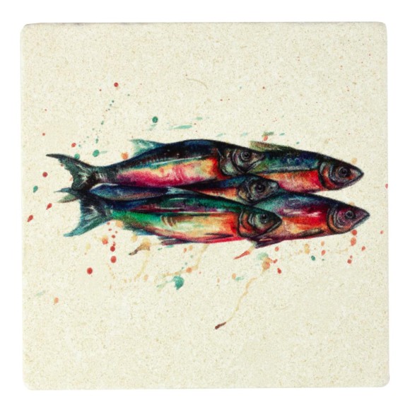 Meg Hawkins Sardines Stone Coaster