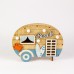 Wooden Caravan with Lights, "Beach", 20cm