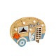 Wooden Caravan with Lights, "Beach", 20cm