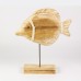 Wooden Angel Fish and Net, 23cm