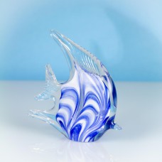 Glass Angel Fish, blue swirl, 12cm