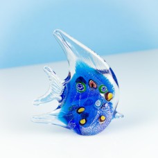 Glass Angel Fish, blue/multi, 12cm 