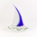 Glass Sailing Boat, blue/clear, 25cm