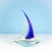 Glass Sailing Boat, blue/clear, 25cm