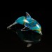 Glass Dolphin, blue/green, 14cm