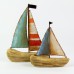 Driftwood Sailboat with Metal Sails, red/white/blue, 23cm