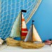 Driftwood Sailboat with Metal Sails, red/white/blue, 23cm