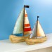 Driftwood Sailboat with Metal Sails, red/white/blue, 23cm