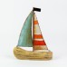 Driftwood Sailboat with Metal Sails, red/white/blue, 23cm