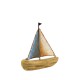 Driftwood Sailboat with Metal Sails, white/blue, 17cm