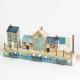 Harbourside Scene with 4 Cottages, 25cm