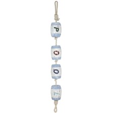 Hanging Fishing Floats (4), blue/white, 70cm