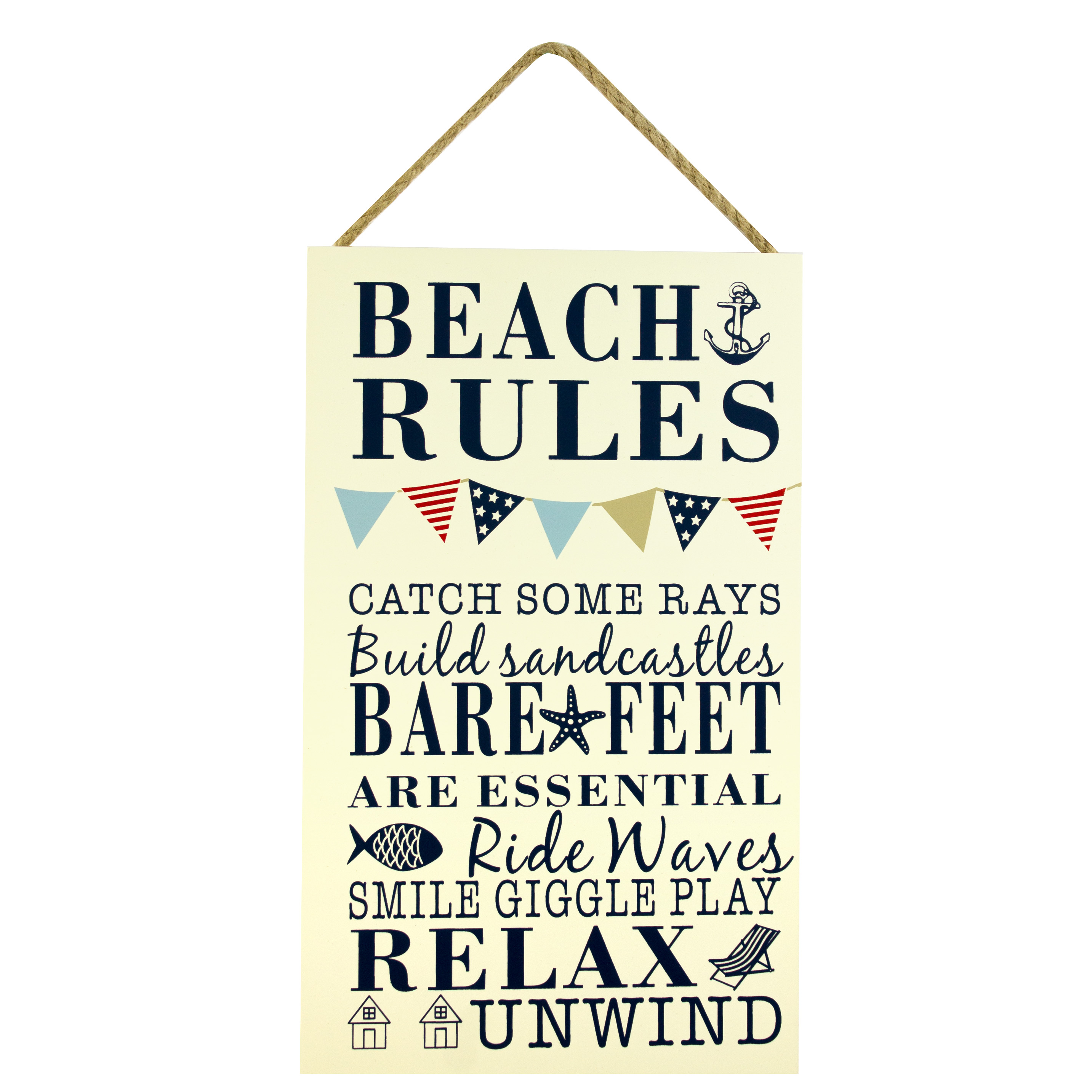 "Beach Rules" Sign, 34cm